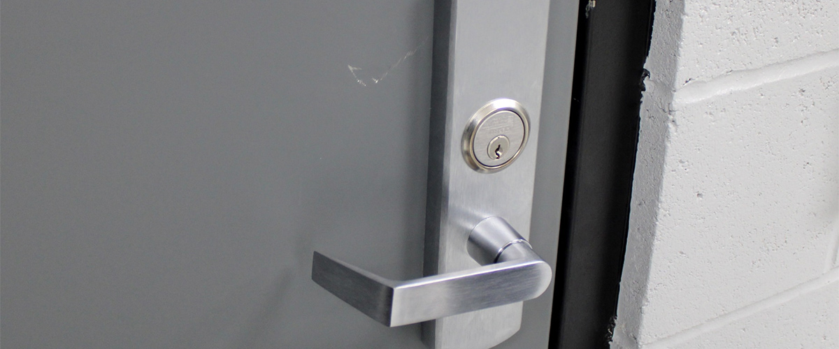 architectural door handle with a lock
