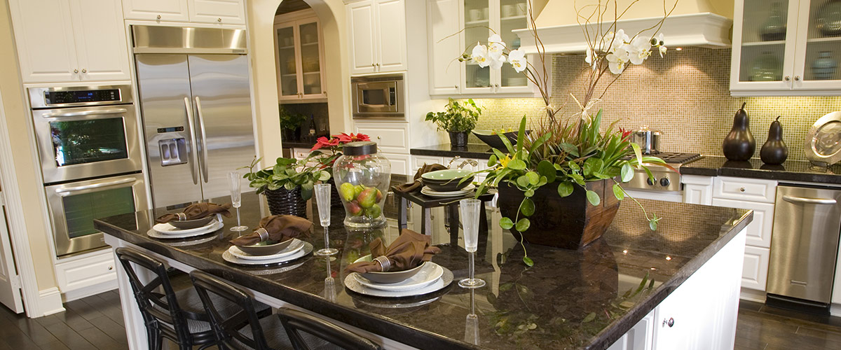 kitchen with white cabinets