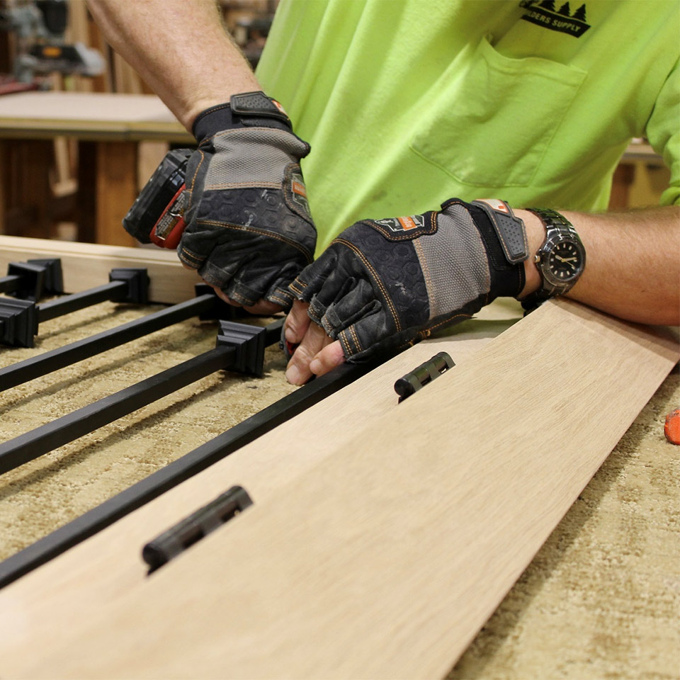 worker doing custom wood working