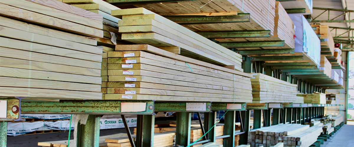 lumber stacked at our facility