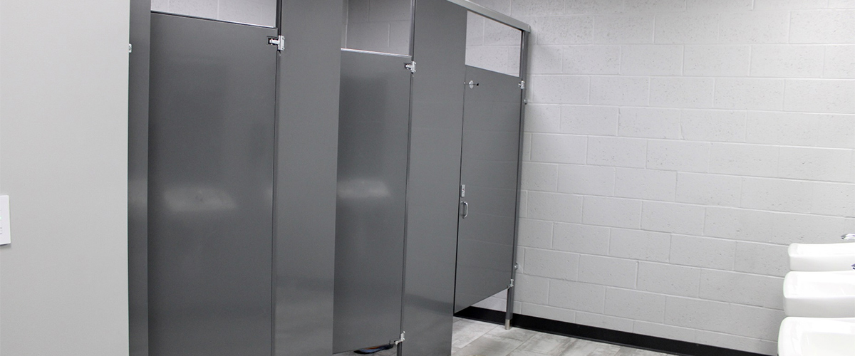 toilet stall walls in a bathroom